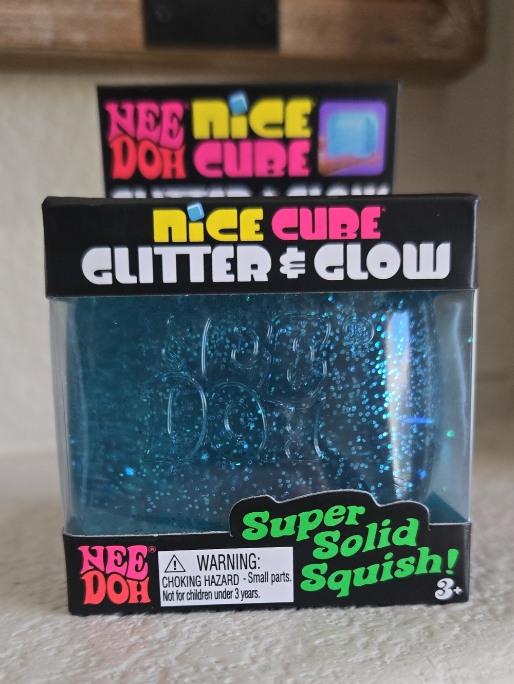 New Needoh Nice Cube Glitter & Glow Super Solid Squish - Blue